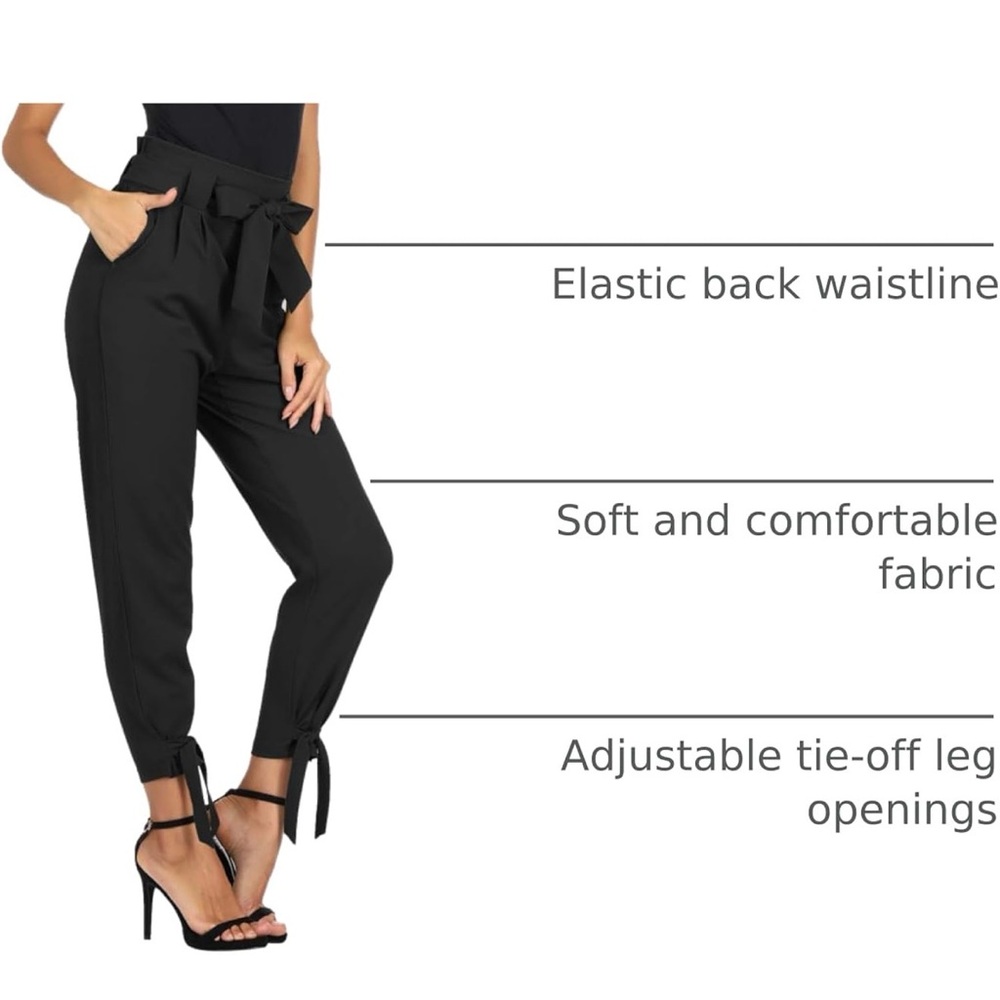 Women's Black Tie-Waist Pants